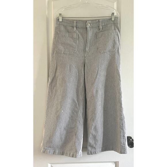 J. Crew Striped patch pocket wide leg cropped pant - Picture 2 of 10